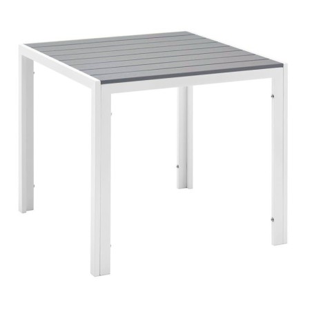 Mesa GARIBALDI, metal blanco, tablero polywood gris