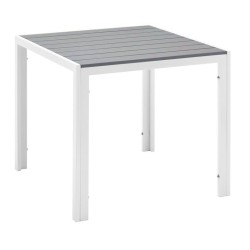 Mesa GARIBALDI, metal blanco, tablero polywood gris