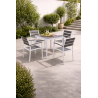 Mesa GARIBALDI, metal blanco, tablero polywood gris