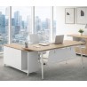 Mesa de oficina AREZZO 160, con mueble auxiliar, blanco y roble
