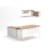 Mesa de oficina AREZZO 160, con mueble auxiliar, blanco y roble