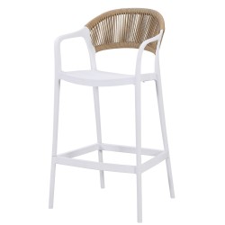 Taburete IBIZA, apilable, tratamiento anti UV, polipropileno blanco