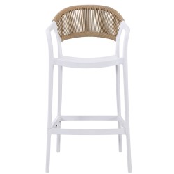 Taburete IBIZA, apilable, tratamiento anti UV, polipropileno blanco