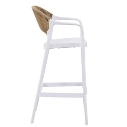 Taburete IBIZA, apilable, tratamiento anti UV, polipropileno blanco