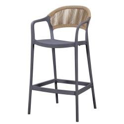 Taburete IBIZA, apilable, tratamiento anti UV, polipropileno gris oscuro