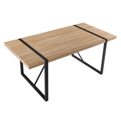 Mesa JENA, metal negro, tapa DM bilaminado roble claro