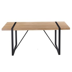 Mesa JENA, metal negro, tapa DM bilaminado roble claro