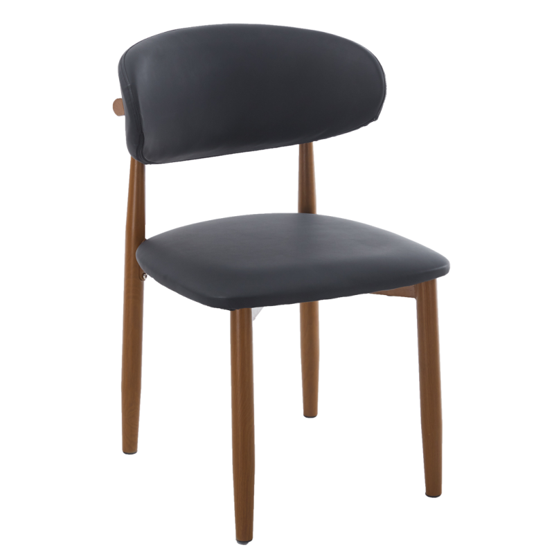 Silla DACHAU, metal acabado de color madera