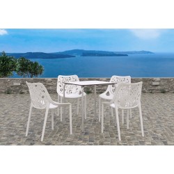 Mesa FERAY NEW, apilable, epoxi gris, tablero fenólico blanco