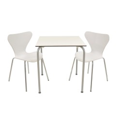 Mesa FERAY NEW, apilable, epoxi gris, tablero fenólico blanco