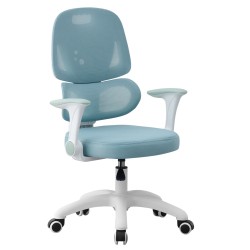 Silla de estudio CHAMONIX, blanca, brazos, ergonómica, regulación de altura