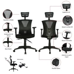 Sillón de oficina VIGNOT, ergonómico, negro