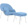 Sillón con ottoman WOW, fibra de vidrio, acero inoxidable