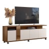 Mueble TV NEW CRISTAL, nogal y blanco roto
