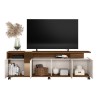 Mueble TV NEW CRISTAL, nogal y blanco roto