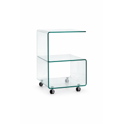 Mesa ABIGAIL, ruedas, cristal transparente