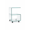 Mesa ABIGAIL, ruedas, cristal transparente