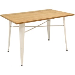 Mesa TOL, acero, blanca, madera