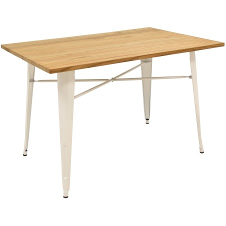 Mesa TOL, acero, blanca, madera