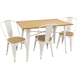 Mesa TOL, acero, blanca, madera