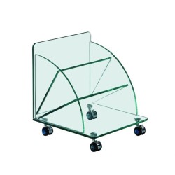 Mesa COIMBRA, baja, ruedas, cristal