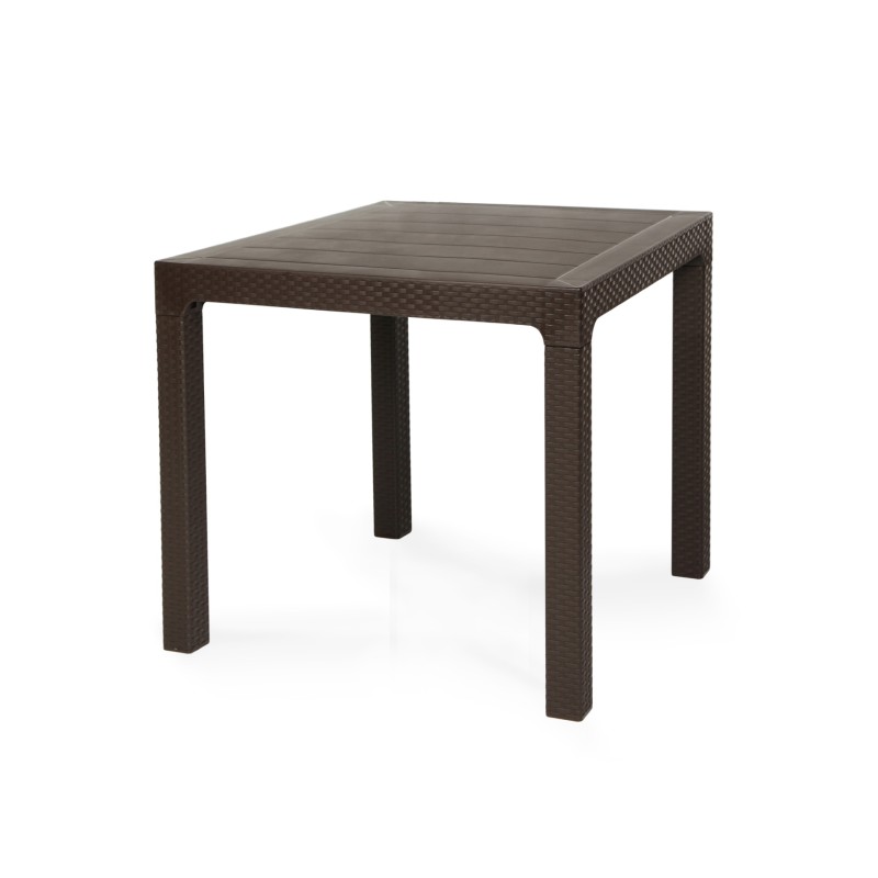 Mesa TROPICAL, ratán, polipropileno marrón chocolate