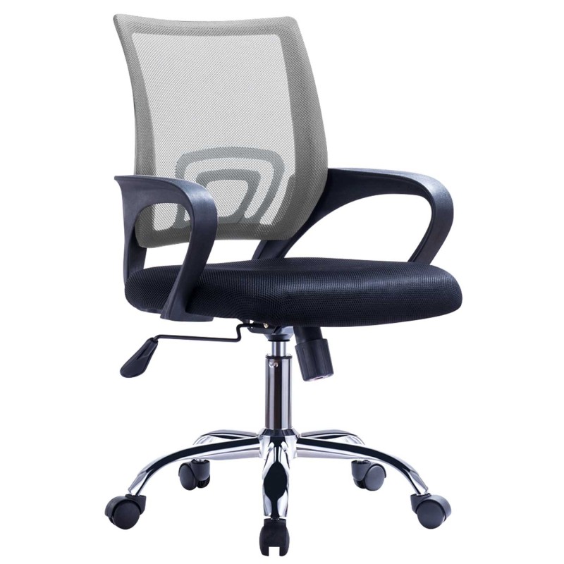 Sillón de oficina FISS NEW (M), negro, basculante, malla gris