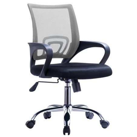 Sillón de oficina FISS NEW (M), negro, basculante, malla gris