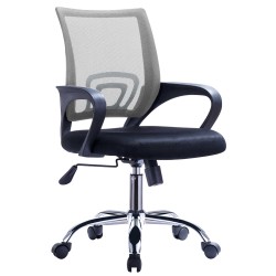 Sillón de oficina FISS NEW (M), negro, basculante, malla gris