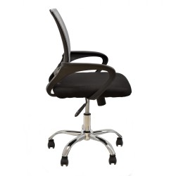 Sillón de oficina FISS NEW (M), negro, basculante, malla gris