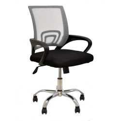 Sillón de oficina FISS NEW (M), negro, basculante, malla gris