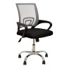 Sillón de oficina FISS NEW (M), negro, basculante, malla gris