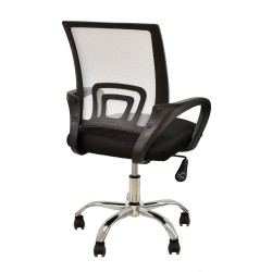Sillón de oficina FISS NEW (M), negro, basculante, malla gris