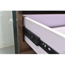 Mesa SEBAS, baja, cristal curvado, dos cajones