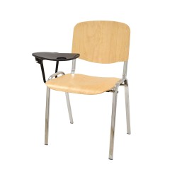 Silla NIZA NEW, chasis cromado, pala escritura