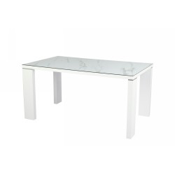 Mesa ROYAL, lacada blanca, cristal ceramico