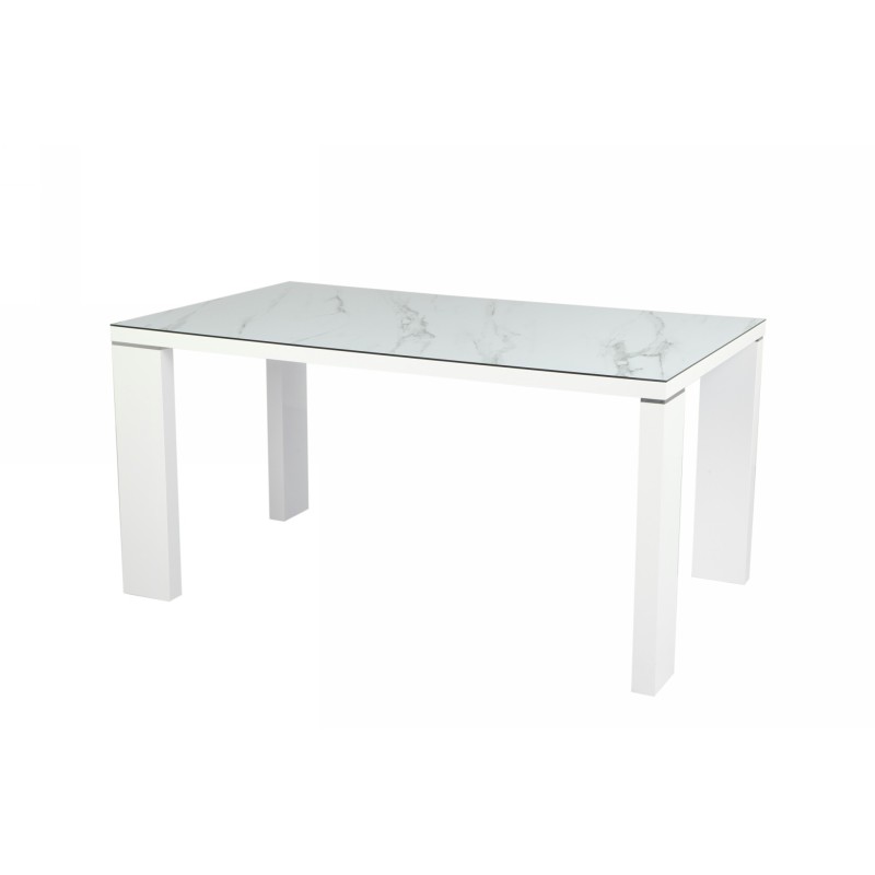 Mesa ROYAL, lacada blanca, cristal ceramico
