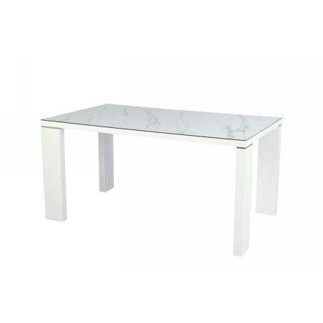 Mesa ROYAL, lacada blanca, cristal ceramico