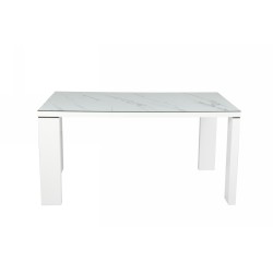 Mesa ROYAL, lacada blanca, cristal ceramico