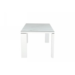 Mesa ROYAL, lacada blanca, cristal ceramico