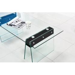 Mesa SELENE, baja, madera, cristal templado
