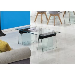 Mesa SELENE, baja, madera, cristal templado