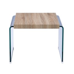 Mesa OSIRIS, baja, madera, cristal curvado