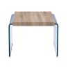 Mesa OSIRIS, baja, madera, cristal curvado