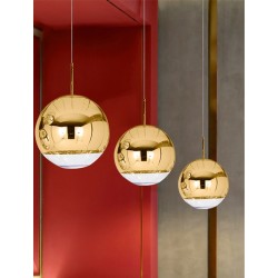 Lámpara KARIM, colgante, cristal, dorado - transparente