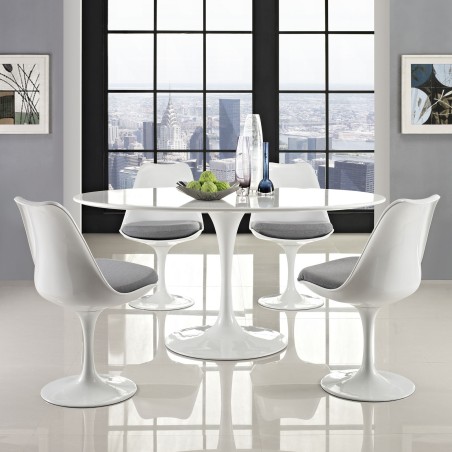 Mesa TUL, oval, fibra de vidrio, tapa lacada blanca