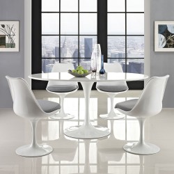 Mesa TUL, oval, fibra de vidrio, tapa lacada blanca