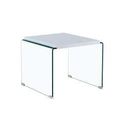 Mesa ARISTON, baja, lacada blanca, cristal