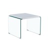Mesa ARISTON, baja, lacada blanca, cristal