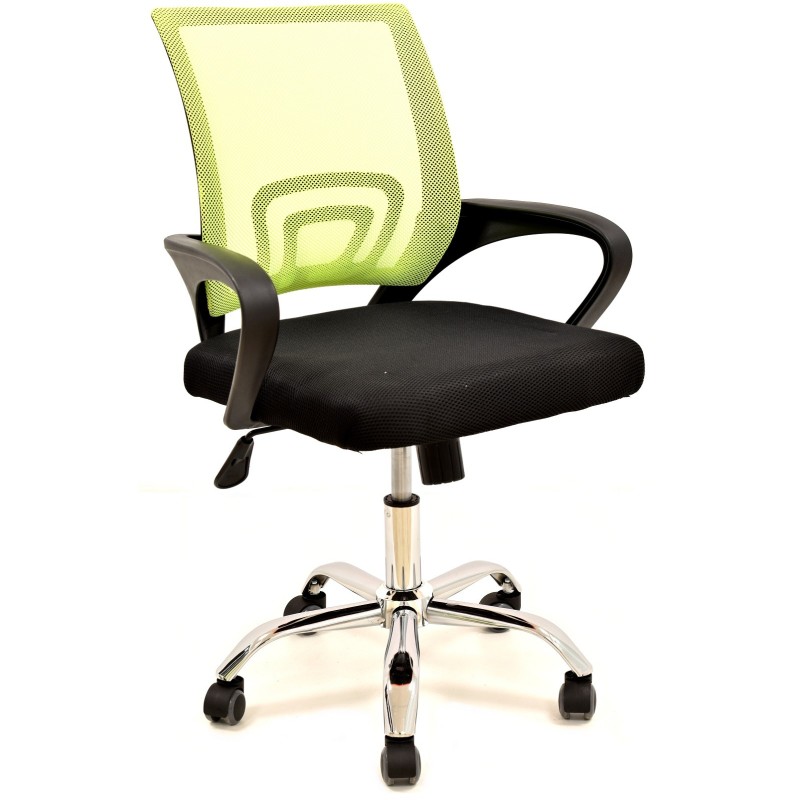 Sillón de oficina FISS NEW, negro, regulación de altura, basculante, malla verde